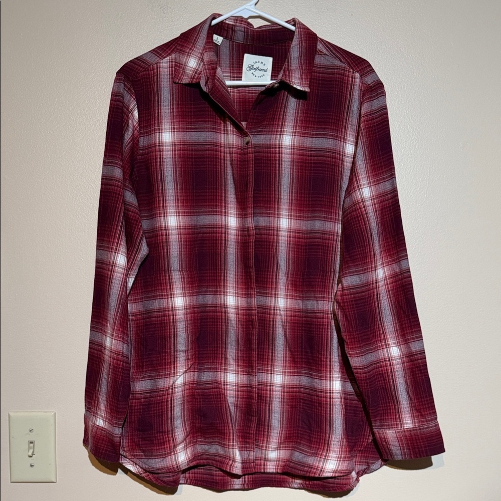 JACHS Girlfriend Burgundy Plaid Button-Down Shirt